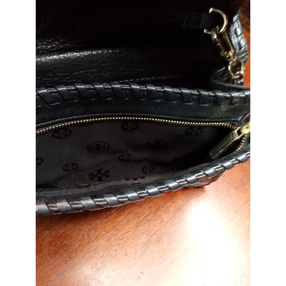 Tory Burch Marion Combo Black Leather Whipstitch Crossbody Bag W Gold Details - Picture 9 of 13